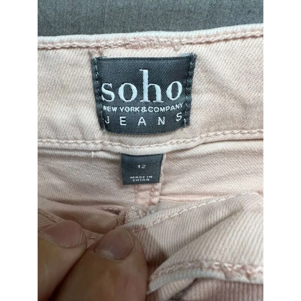 Soho Shorts Womens 12 Pink‎ Chino Button Zip Pocketed Belted Ladies.